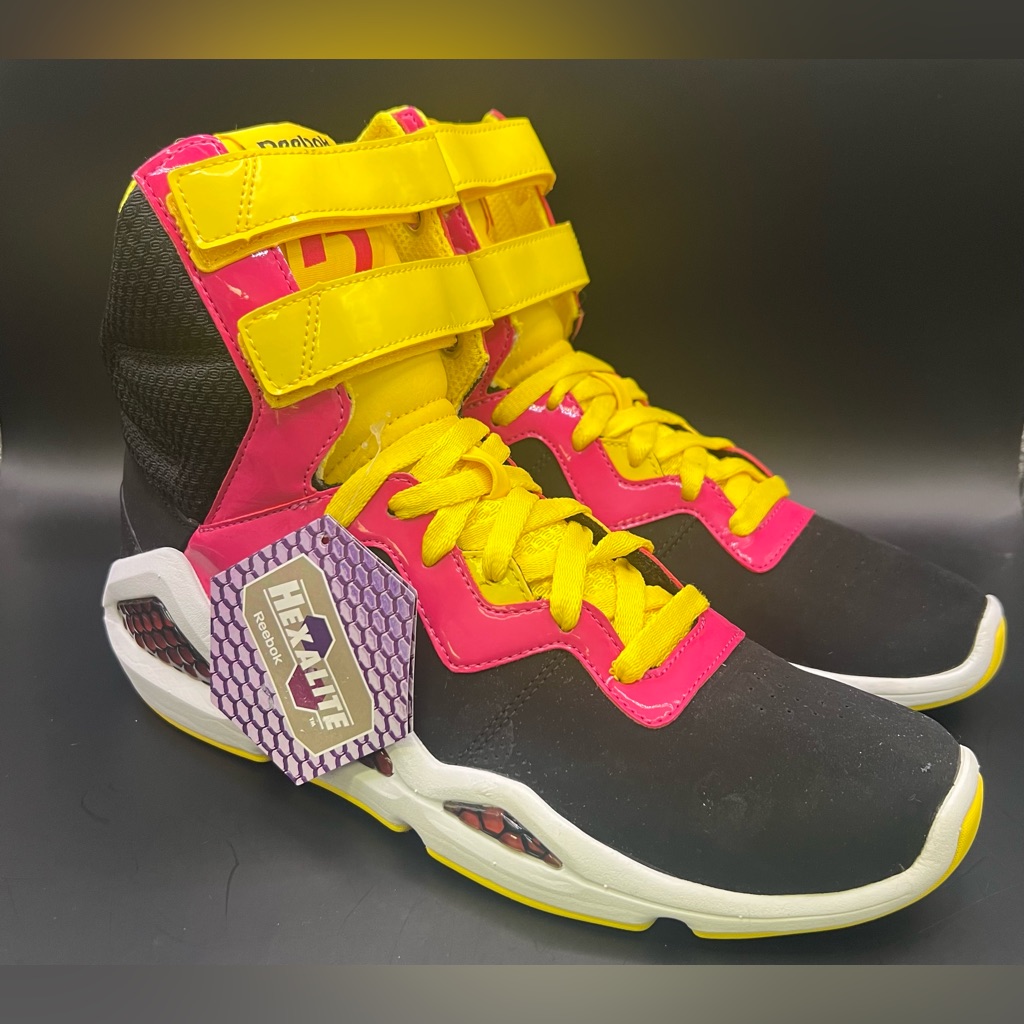 Reebok- Chi-Kaze, Size:9, New With Tags- Yellow/Black/Pink High Too Sneakers